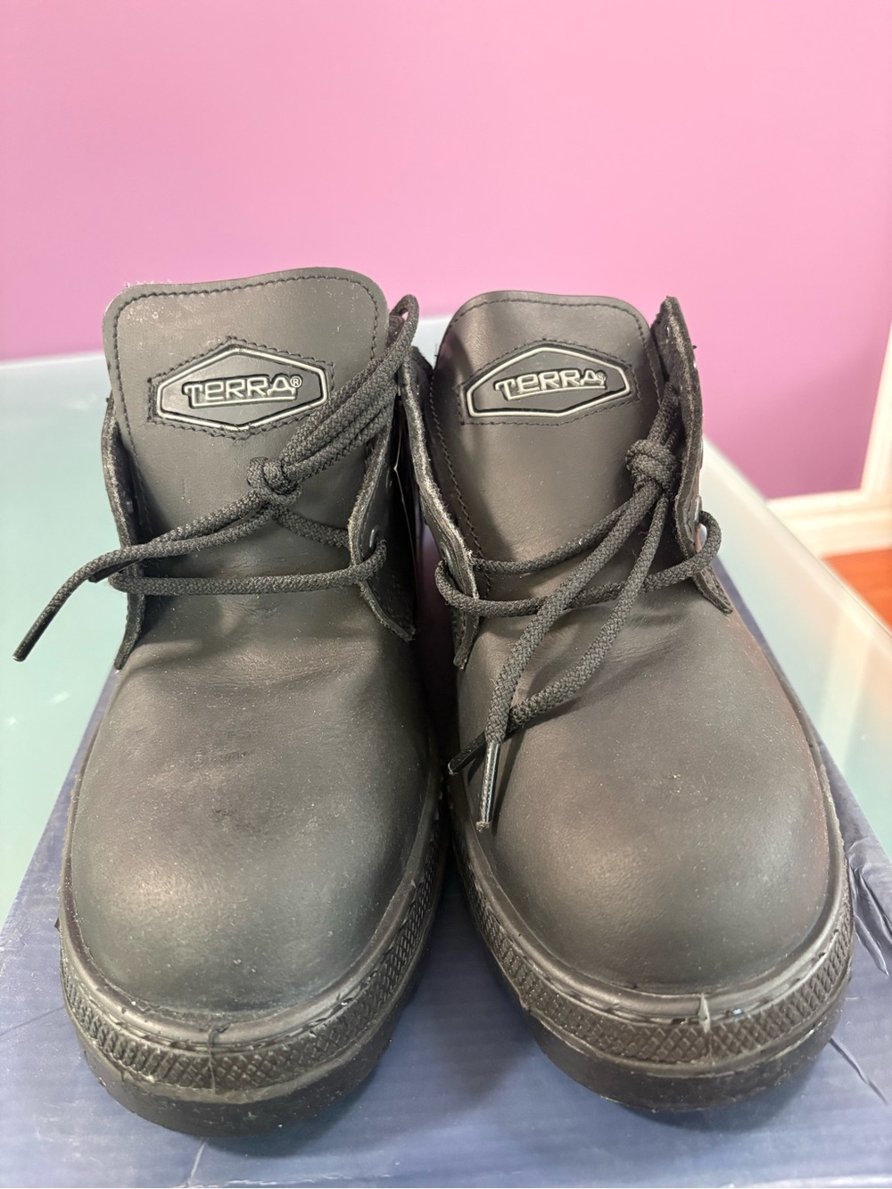 Terra Men's Black Lace-Up Work Boots